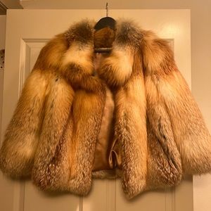 Red fox tail fur coat